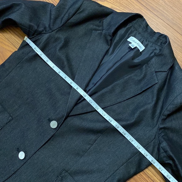 Calvin Klein women’s dark gray / black blazer cotton blend 2 metal buttons-14 - Picture 12 of 16